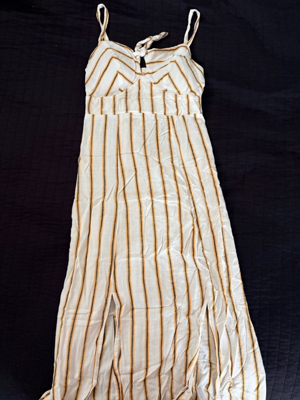 Striped Maxi Dress in Ivory and Mustard